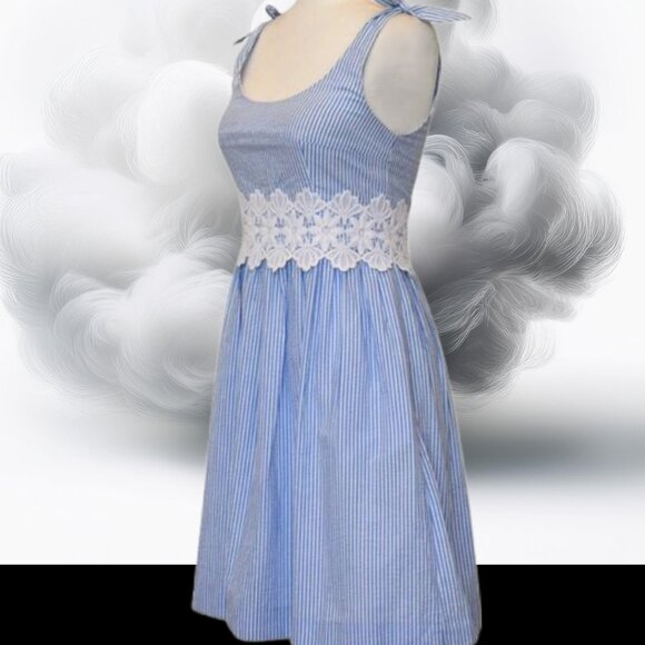 Lilly Pulitzer Tessa Coastal Blue White Seersucker Sun Dress, Size 4 (NWT) - Picture 5 of 8